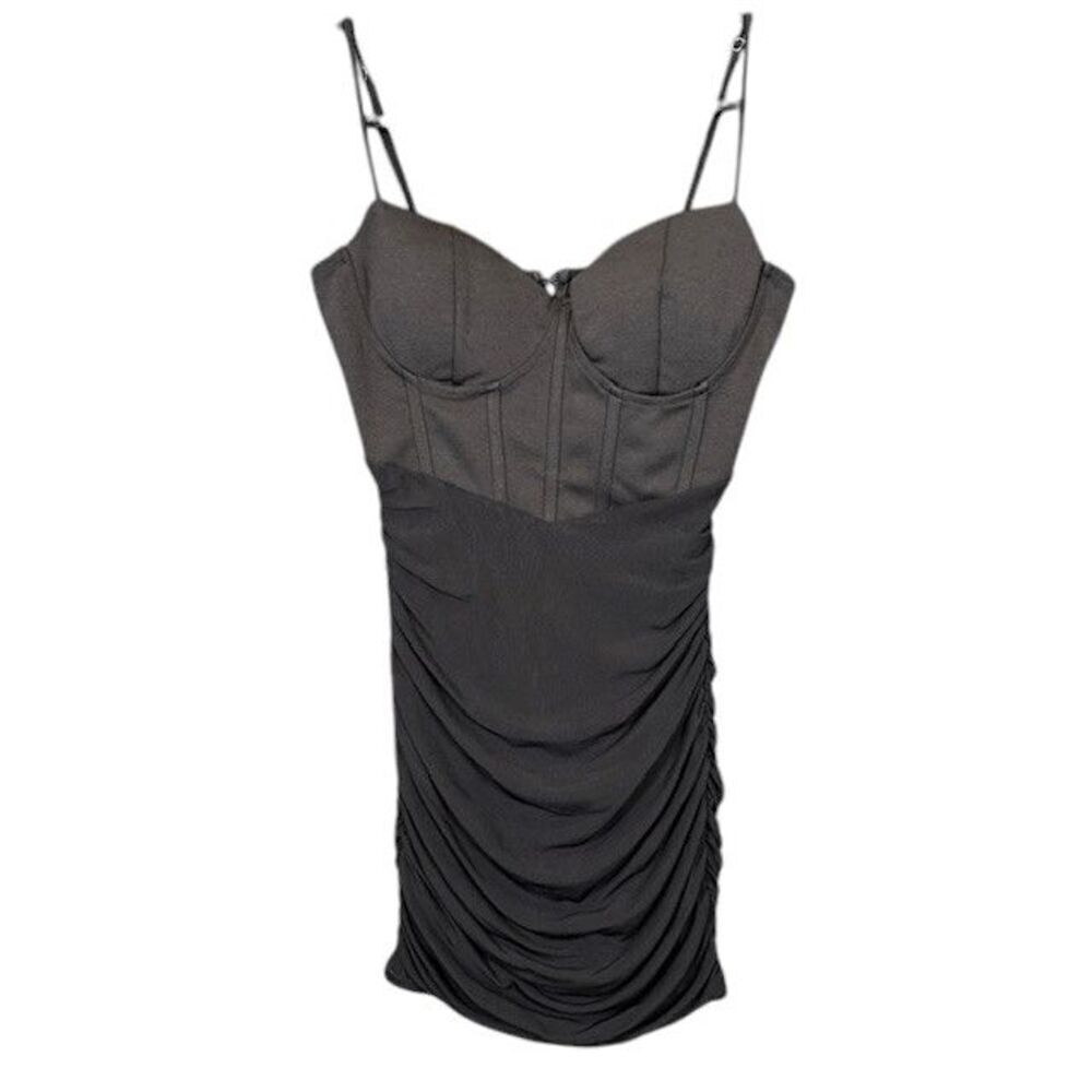 Revolve‎ Hippie Love Black Corset Top Dress with Ruching strappy Size Medium